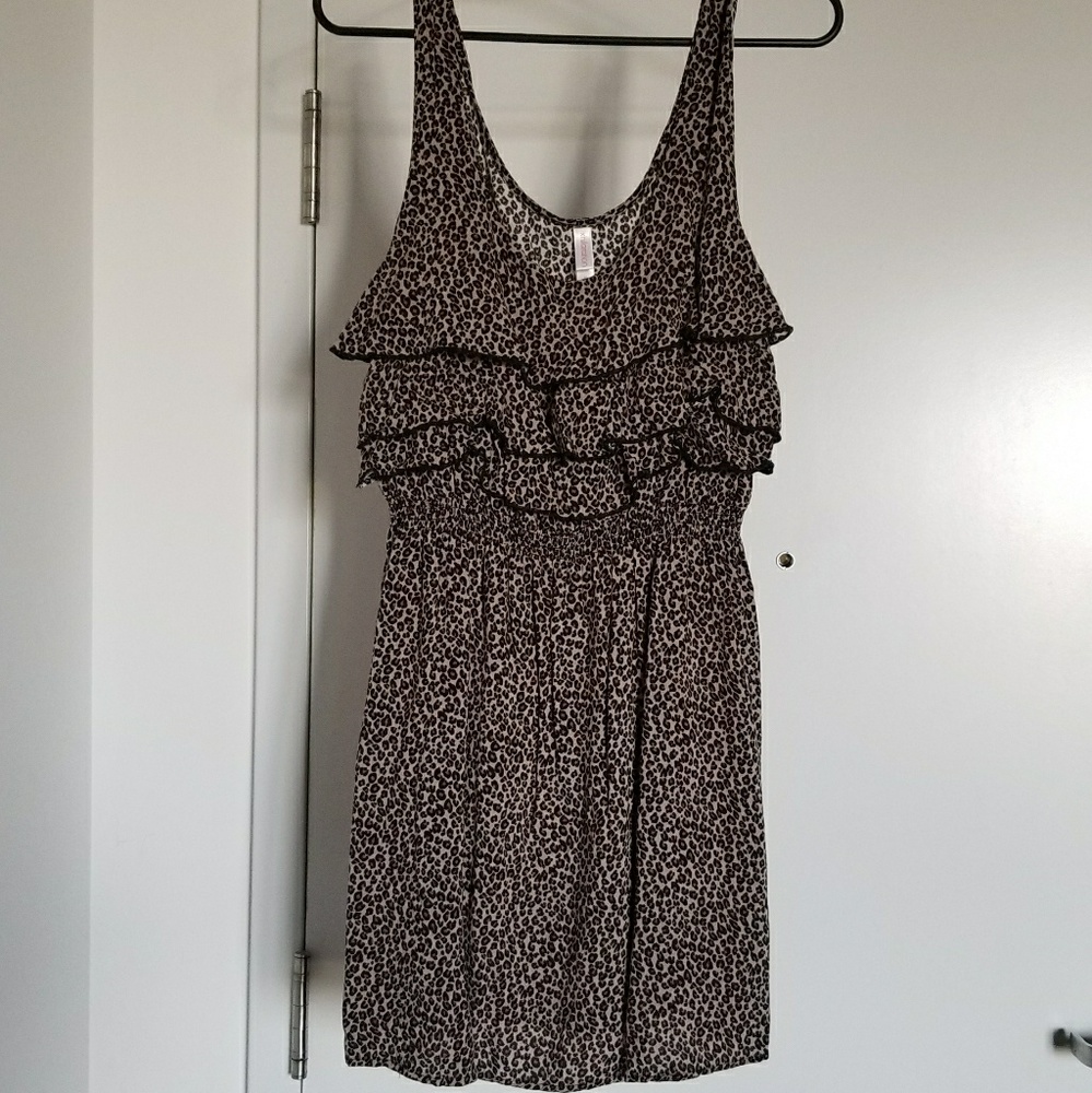 3 layered ruffle cheetah print summer dress
